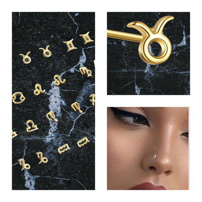 Astrology star sign piercing earring 24K gold 925 silver ***20% or 50% off***