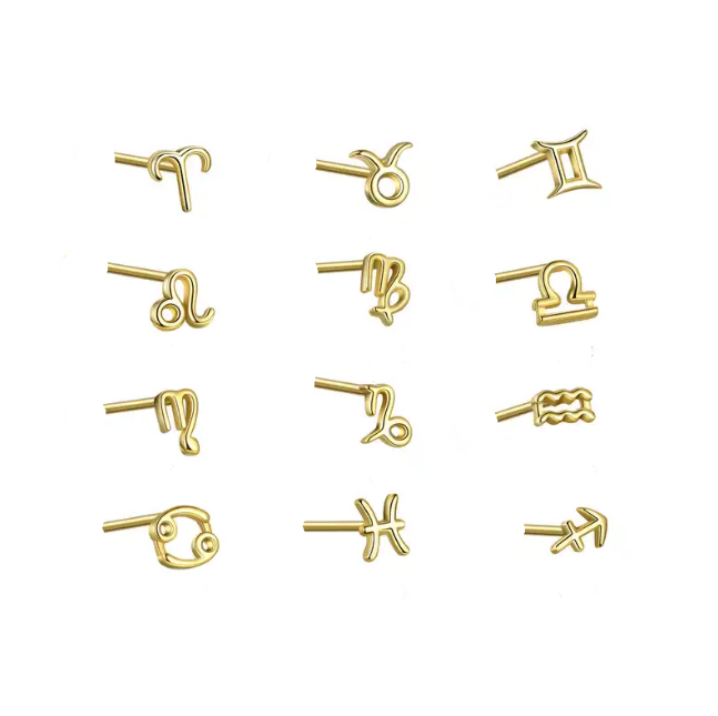 Astrology star sign piercing earring 24K gold 925 silver ***20% or 50% off***